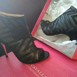 Chinese laundry black leather sheer heels